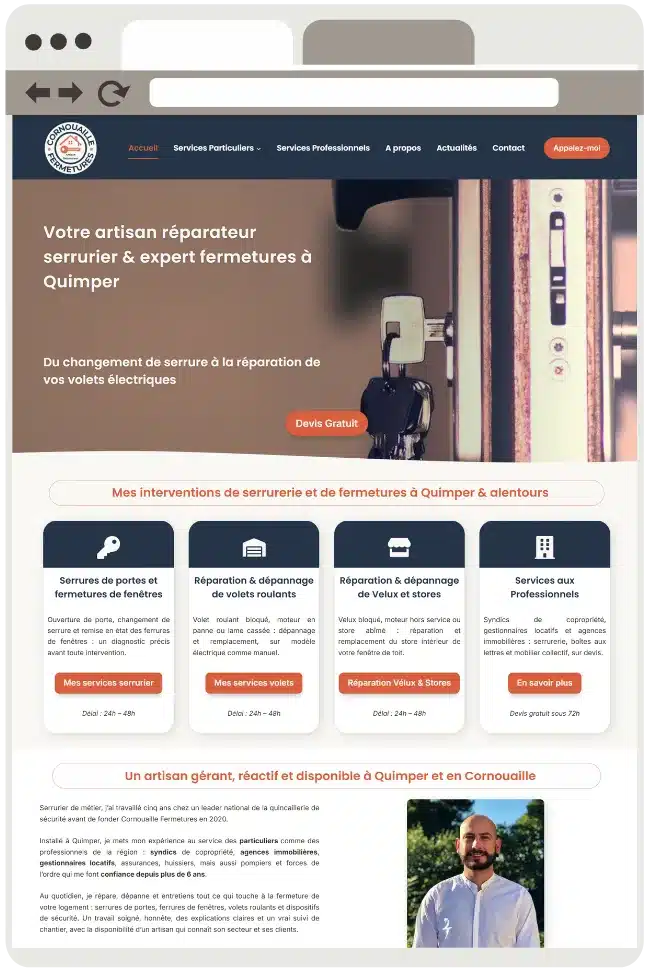 Refonte site internet Cornouaille Fermetures artisan serrurier Quimper